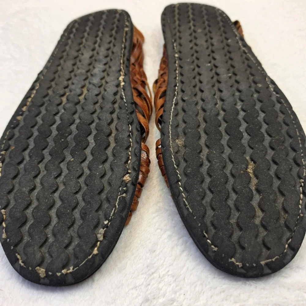 Oscar Huarache Sandals Mens 12 Brown Woven Leather Handmade Mexican Fisherman